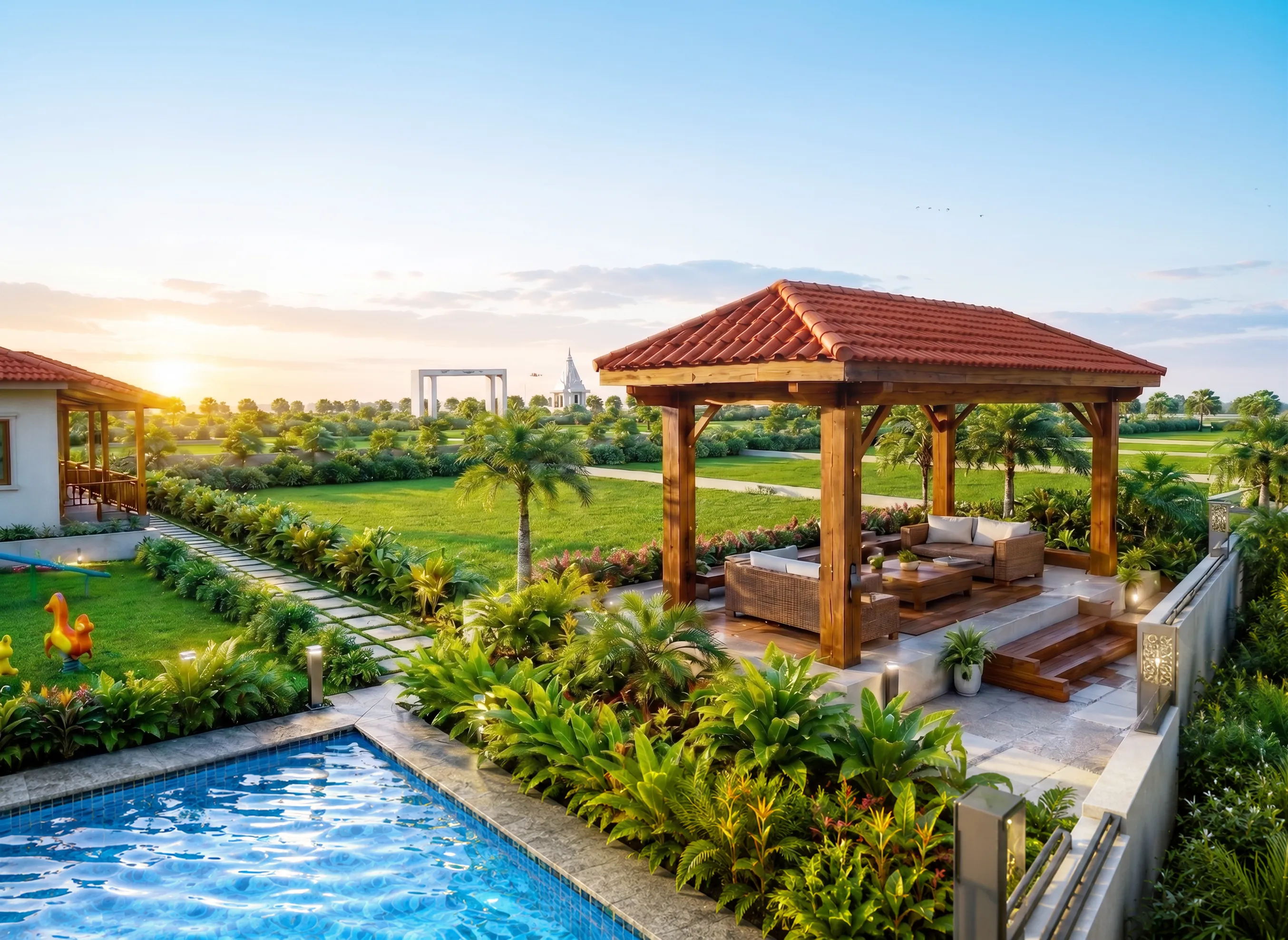 Pergola View and Garden Walkway